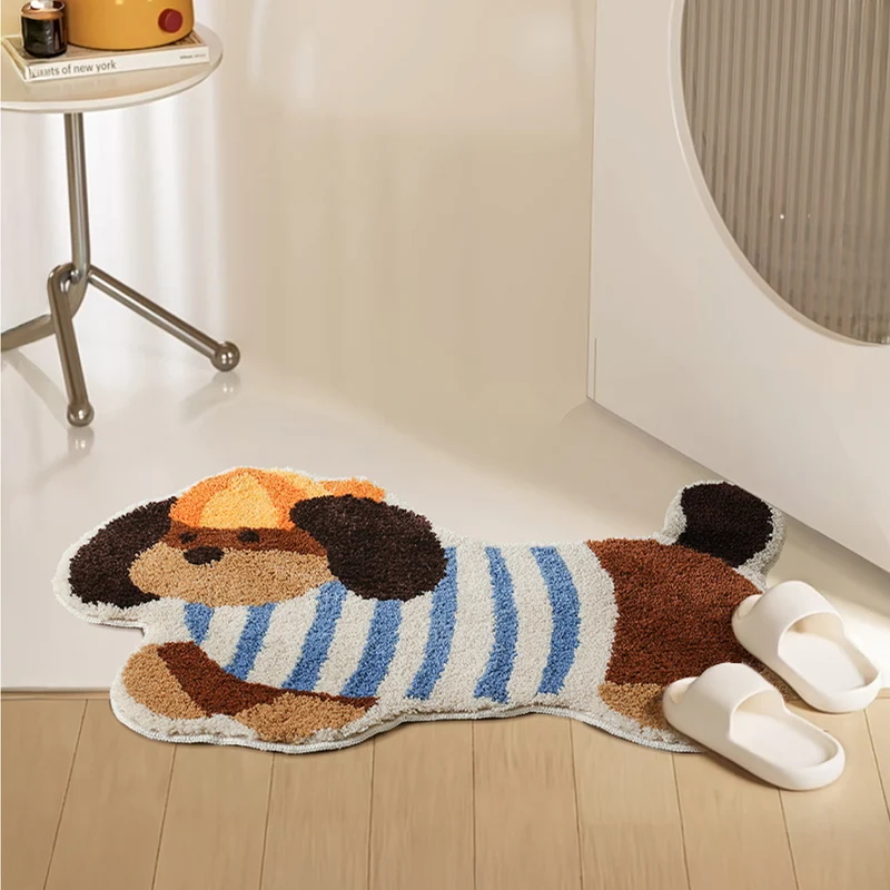 Geformte Hunde-Design Fußmatte aus Baumwoll-Tufting mit Anti-Rutsch Rücken