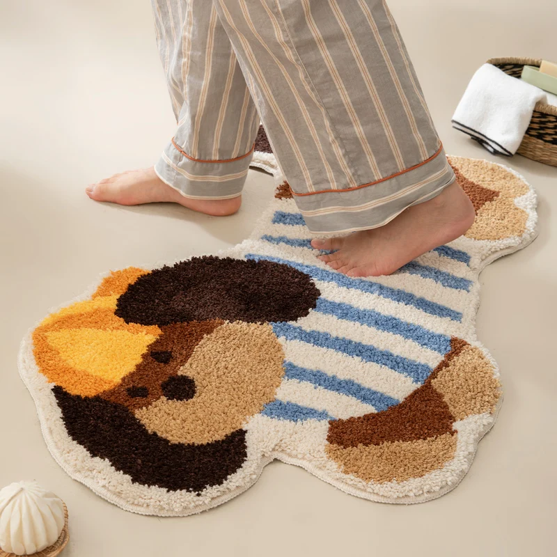 Geformte Hunde-Design Fußmatte aus Baumwoll-Tufting mit Anti-Rutsch Rücken