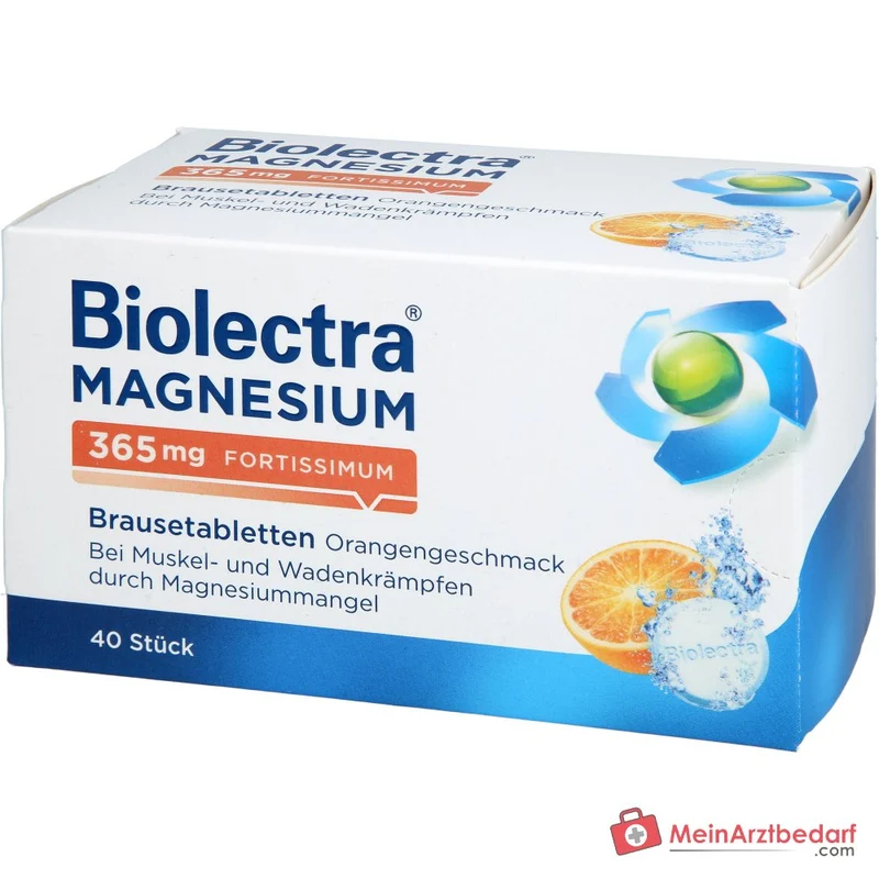 Biolectra Magnesium 365 mg fortissimum Magnesiumcarbonat / Magnesiumoxid Brausetabletten Orangengeschmack, 40 St.