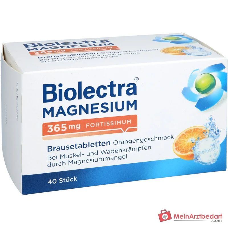 Biolectra Magnesium 365 mg fortissimum Magnesiumcarbonat / Magnesiumoxid Brausetabletten Orangengeschmack, 40 St.