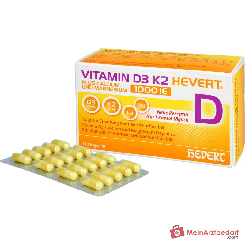 Hevert Vitamin D3 K2 Kapseln 1000 IE, 120 St.