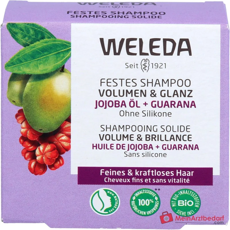 Weleda Festes Shampoo Volumen & Glanz Bio-Jojoba Shampoo, 50 g