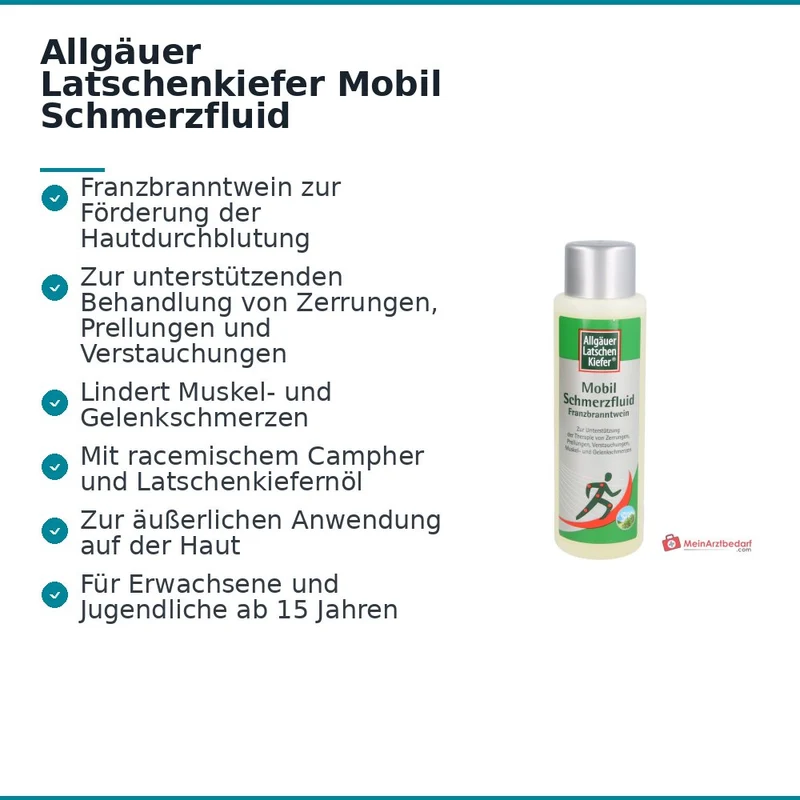 Allgäuer Latschenkiefer Mobil Schmerzfluid Campher / Ethanol Franzbranntwein Lösung, 250 ml