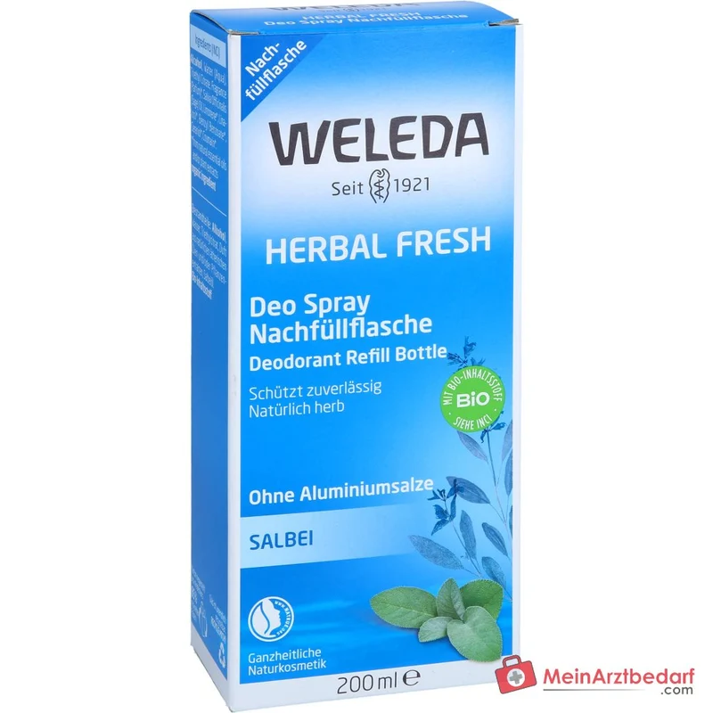 Weleda Herbal Fresh Deo Spray Salbeioel Nachfuellflasche, 200 ml