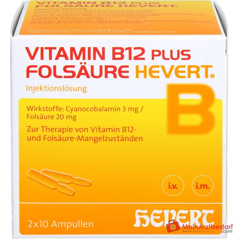 Hevert Vitamin B12 plus Folsäure Injektionslösung, 2 x 10 Ampullen