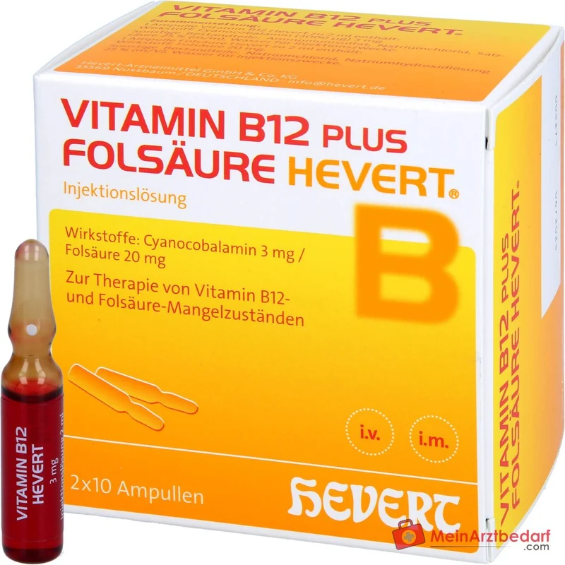 Hevert Vitamin B12 plus Folsäure Injektionslösung, 2 x 10 Ampullen