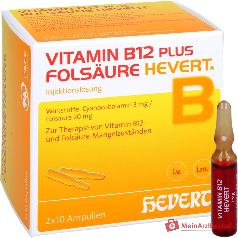 Hevert Vitamin B12 plus Folsäure Injektionslösung, 2 x 10 Ampullen