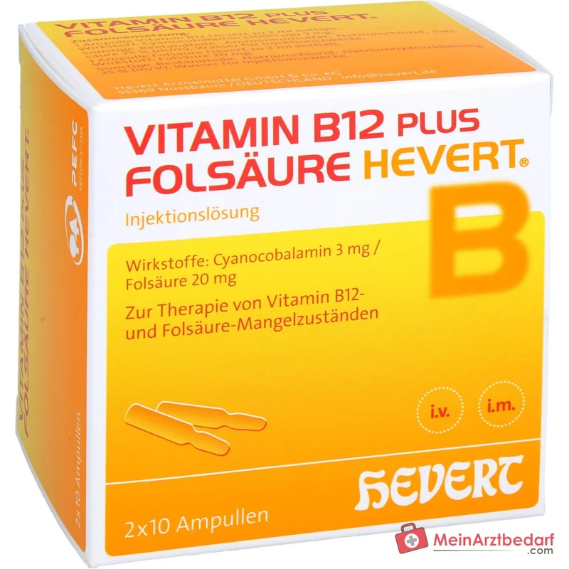 Hevert Vitamin B12 plus Folsäure Injektionslösung, 2 x 10 Ampullen