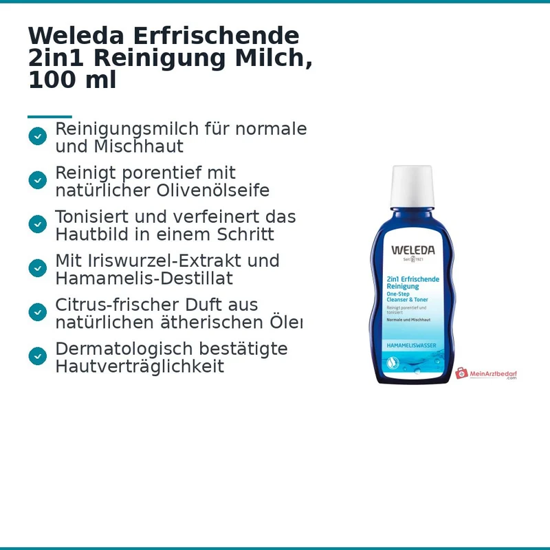 Weleda Erfrischende 2in1 Reinigung Milch, 100 ml