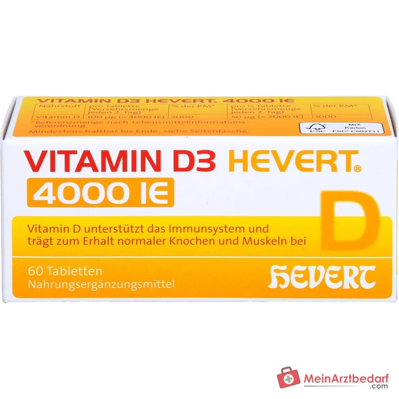 Hevert Vitamin D3 Cholecalciferol Tabletten 4000 IE, 60 St.