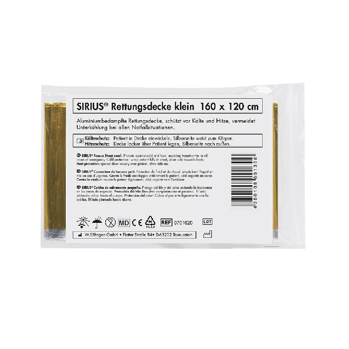 SIRIUS® Rettungsdecke silber-gold 160 x 120 cm | Packung (1 Stück)