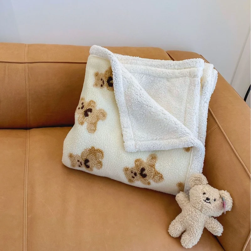 Fluffy Teddy Bear Muster Wurfdecke