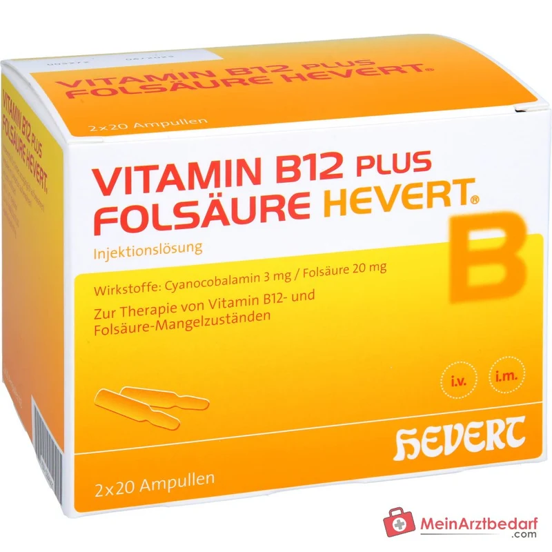 Hevert Vitamin B12 plus Folsäure Injektionslösung, 2 x 20 Ampullen