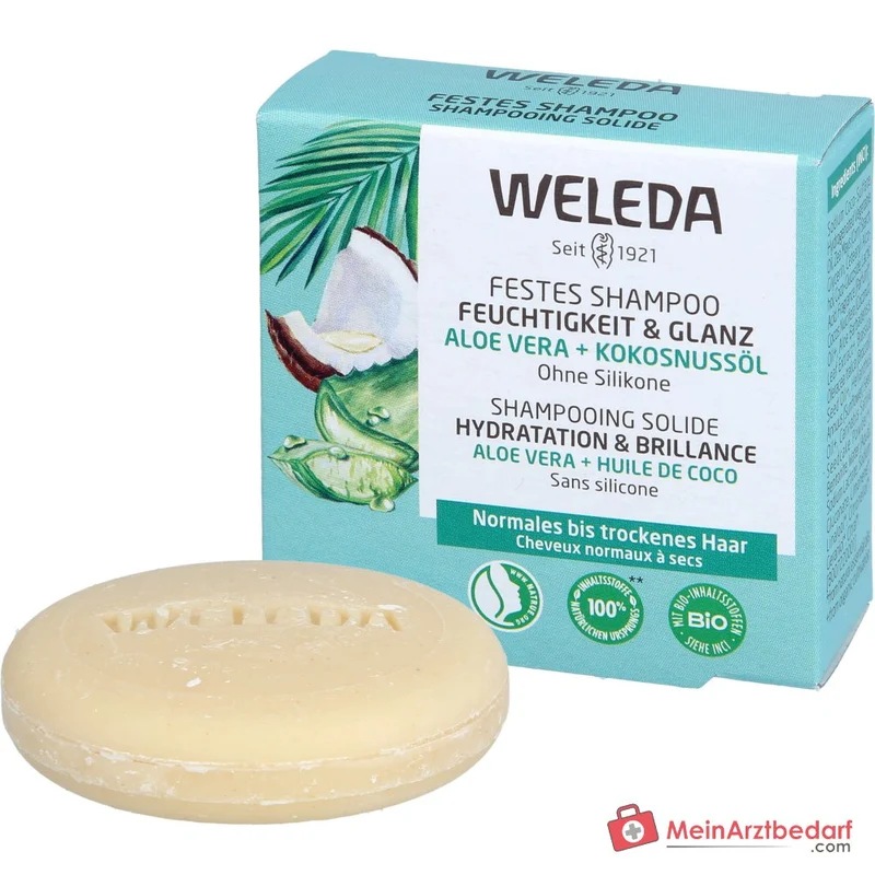 Weleda Festes Shampoo Feuchtigkeit & Glanz Aloe, 50 g