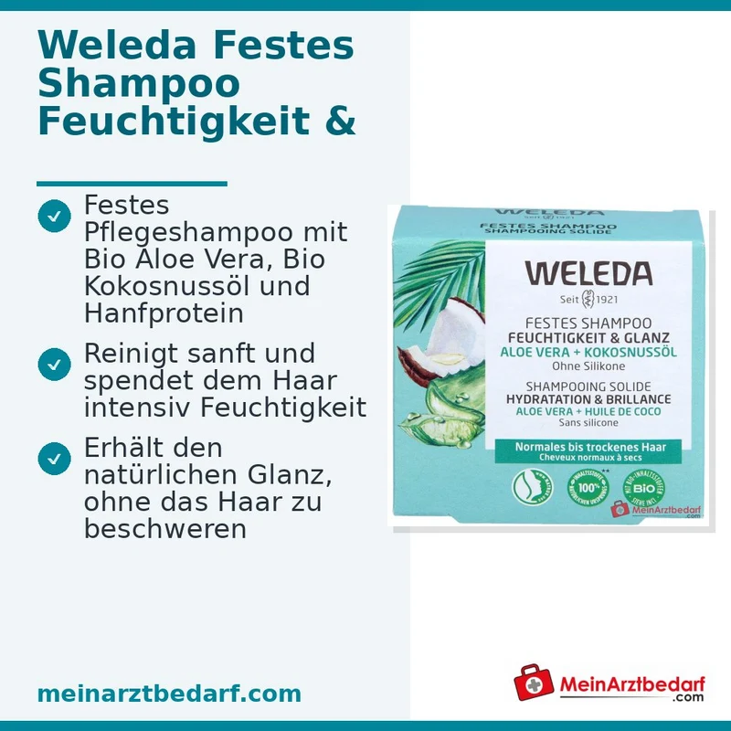Weleda Festes Shampoo Feuchtigkeit & Glanz Aloe, 50 g