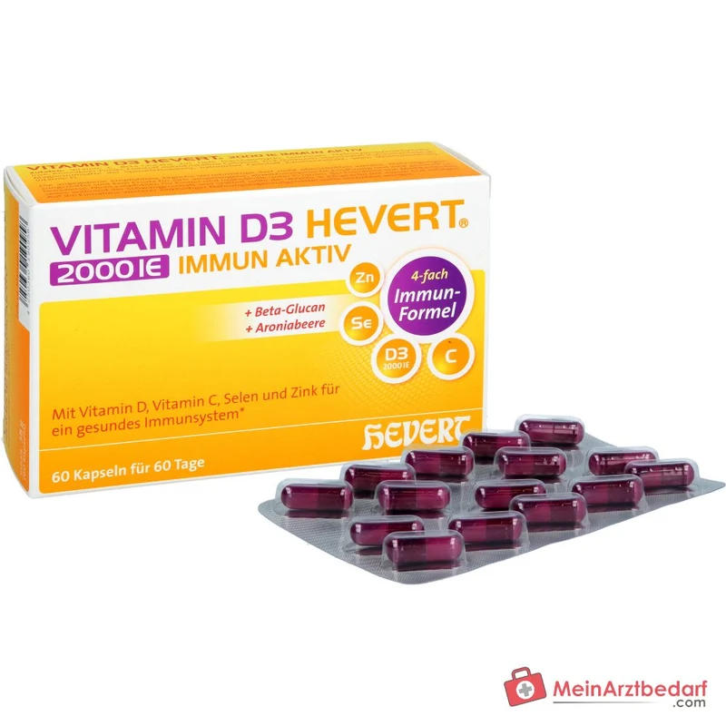 Hevert Vitamin D3 2000 IE Immun Aktiv Vitamin Kapseln, 60 St.