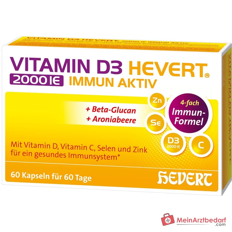 Hevert Vitamin D3 2000 IE Immun Aktiv Vitamin Kapseln, 60 St.