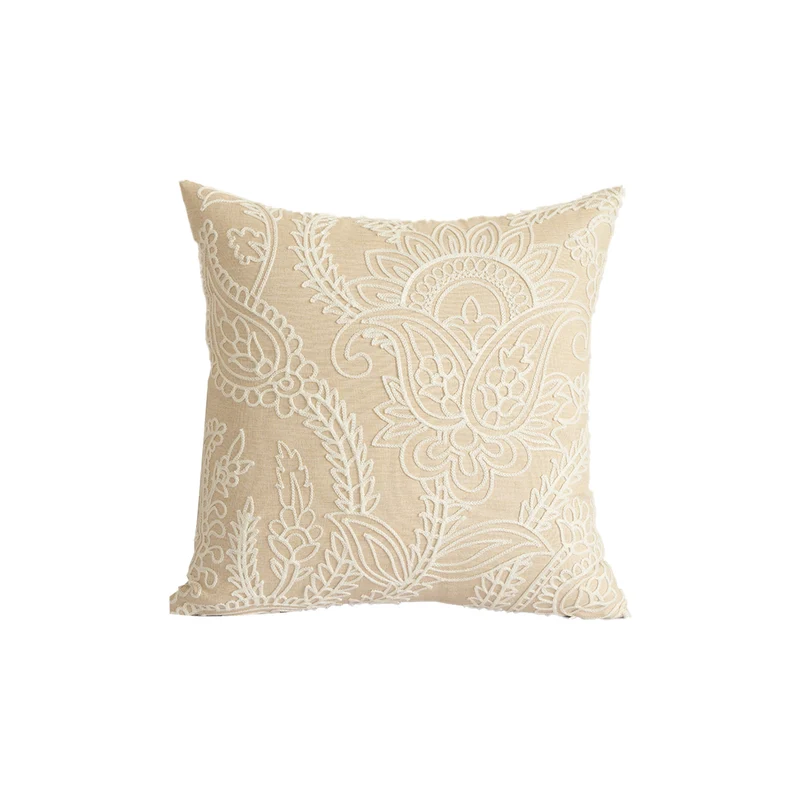 Bestickter Zierkissenbezug mit Paisley-Reliefstruktur