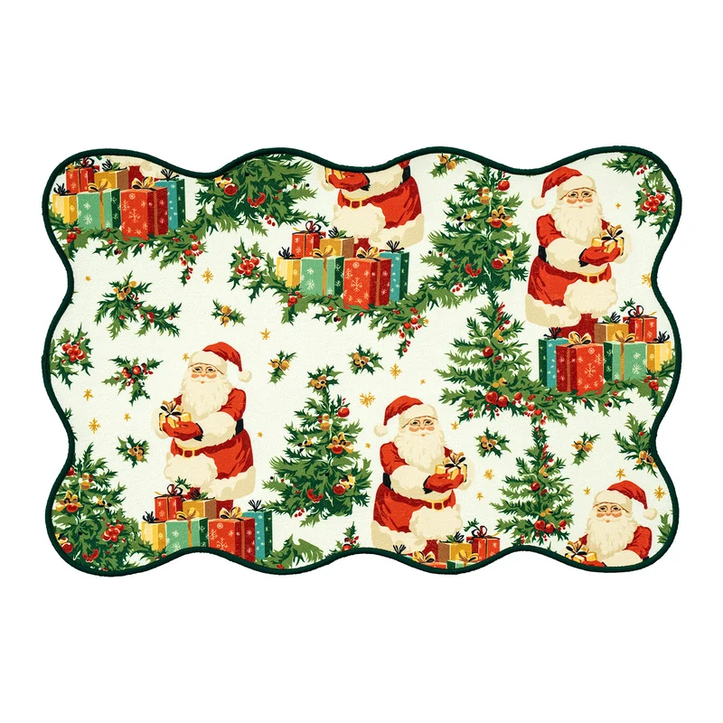 Abwischbares Weihnachts-Tischset mit gewelltem Rand, rutschfester Unterseite und festlichem Muster