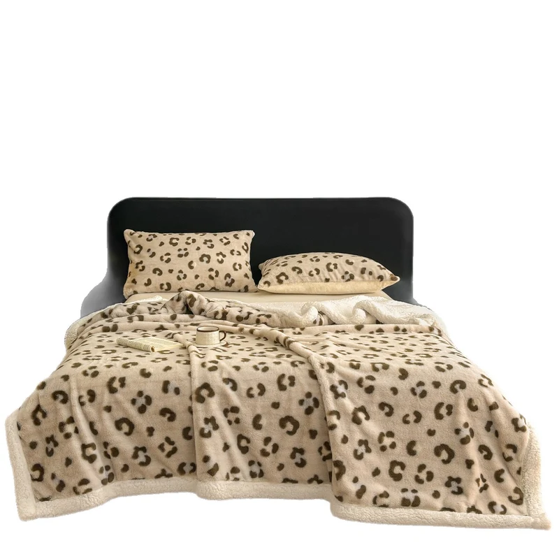 Damen Plüsch Leoparddruck Wurfdecke