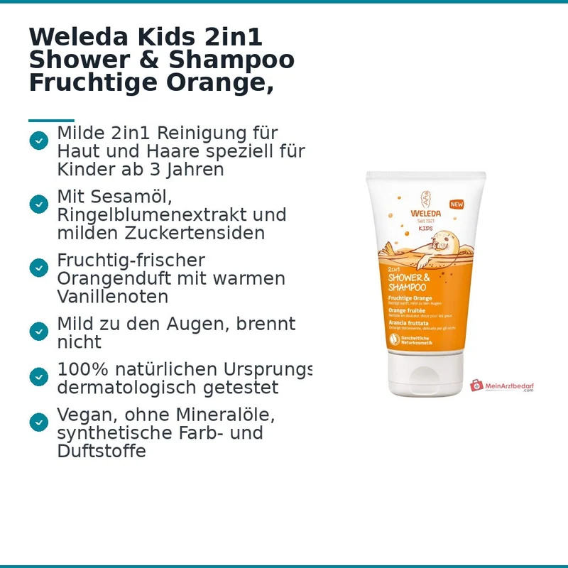 Weleda Kids 2in1 Shower & Shampoo Fruchtige Orange, 150 ml