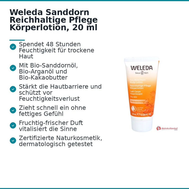 Weleda Sanddorn Reichhaltige Pflege Körperlotion, 20 ml