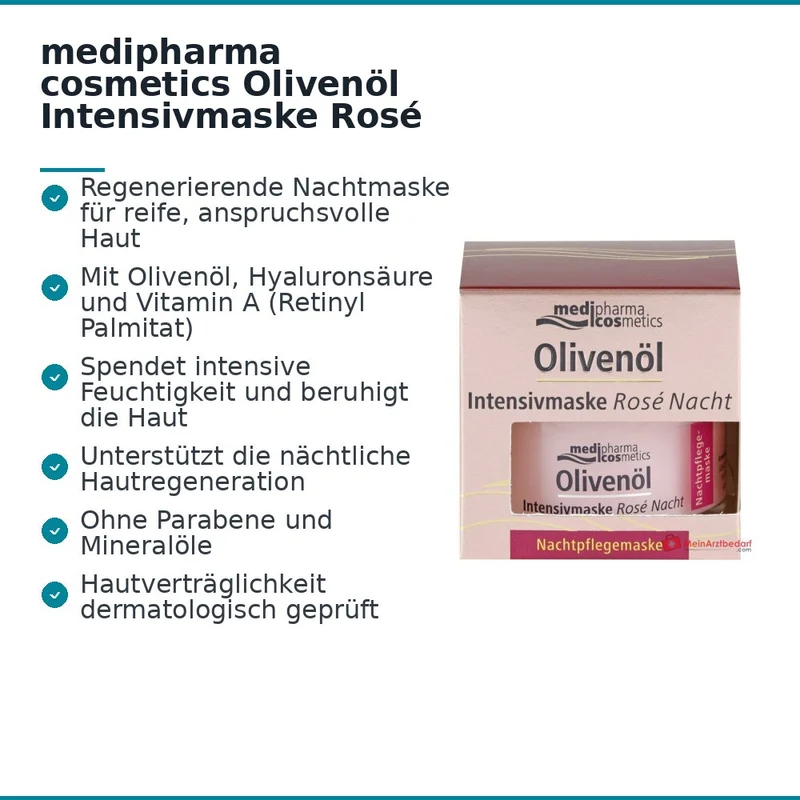 medipharma cosmetics Olivenöl Intensivmaske Rosé Nacht, 50 ml