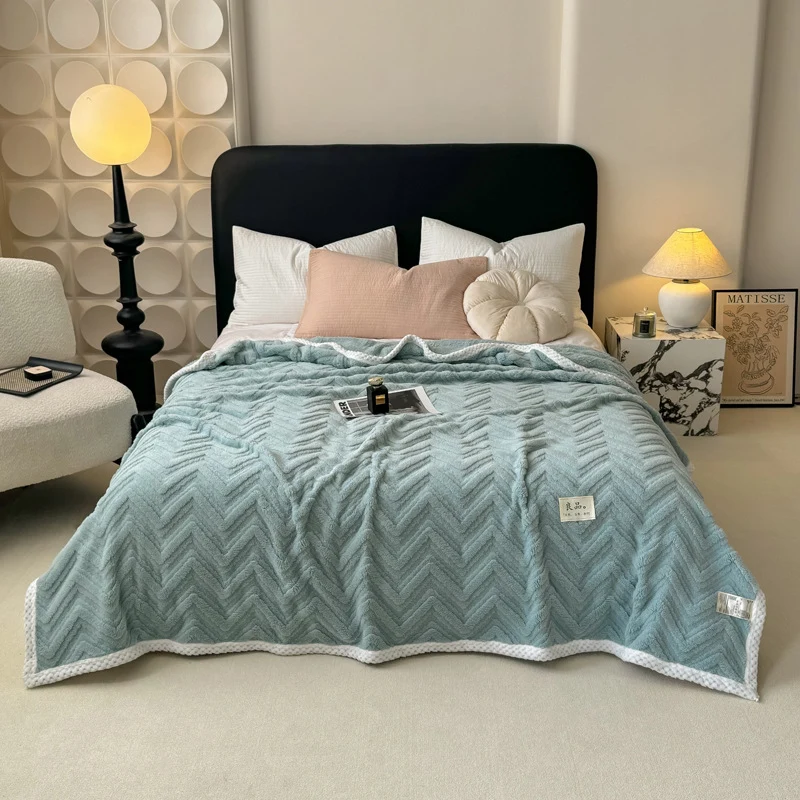 Fischgrätstrickwurfdecke