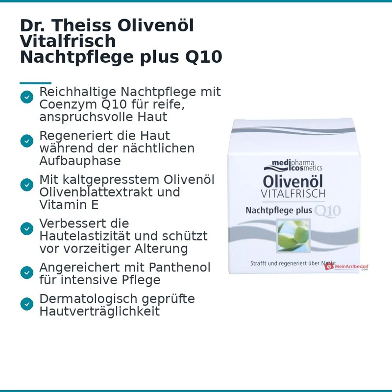 Dr. Theiss Olivenöl Vitalfrisch Nachtpflege plus Q10 Creme, 50 ml