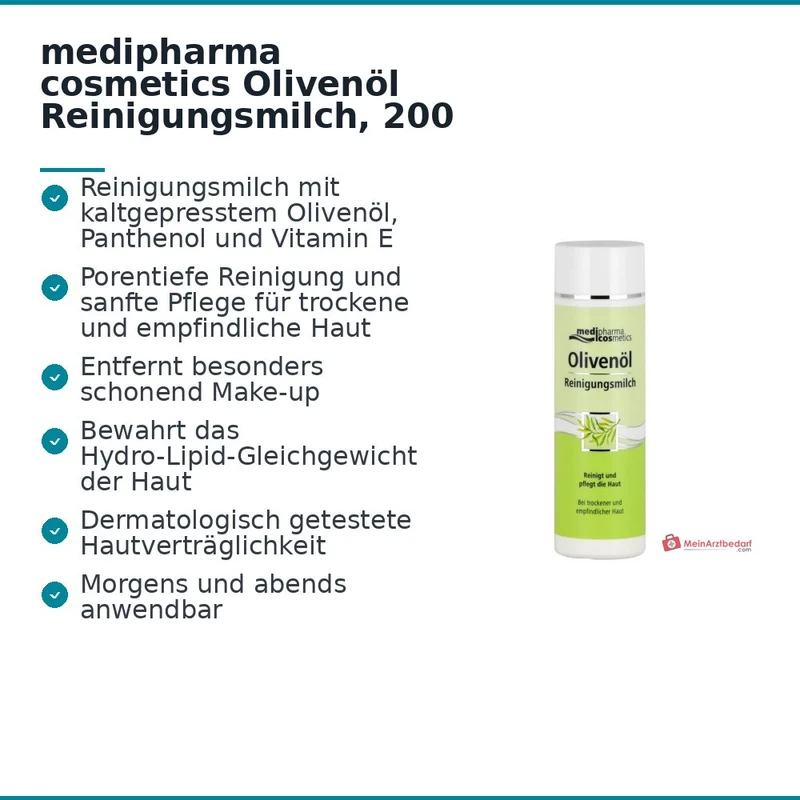 medipharma cosmetics Olivenöl Reinigungsmilch, 200 ml