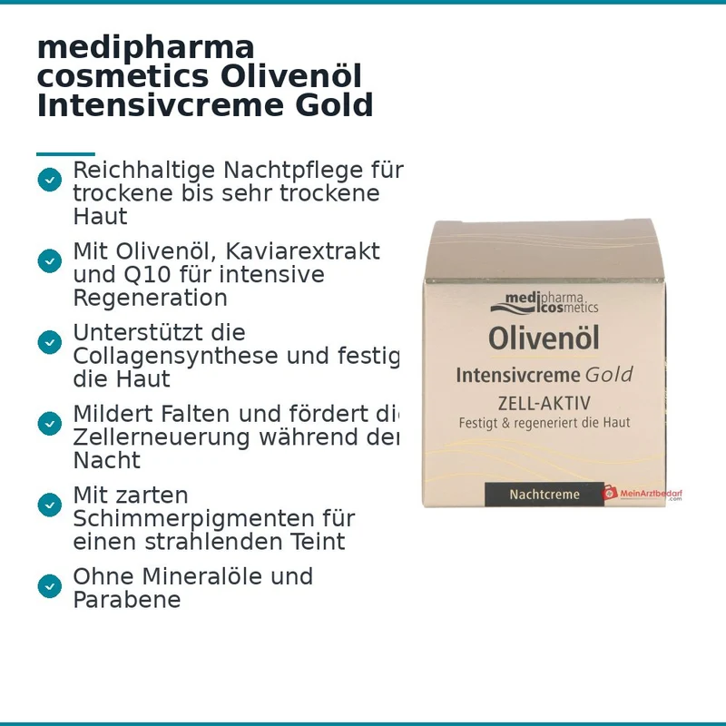 medipharma cosmetics Olivenöl Intensivcreme Gold Zell-Aktiv Nachtcreme, 50 ml