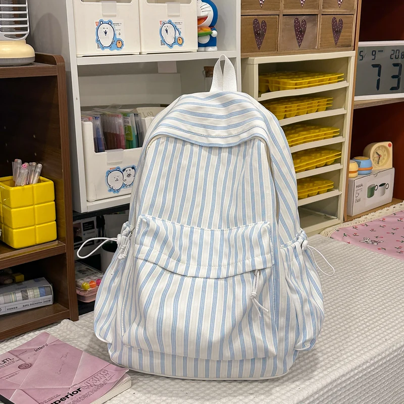 Chic Gestreifter Canvas Rucksack Karnz