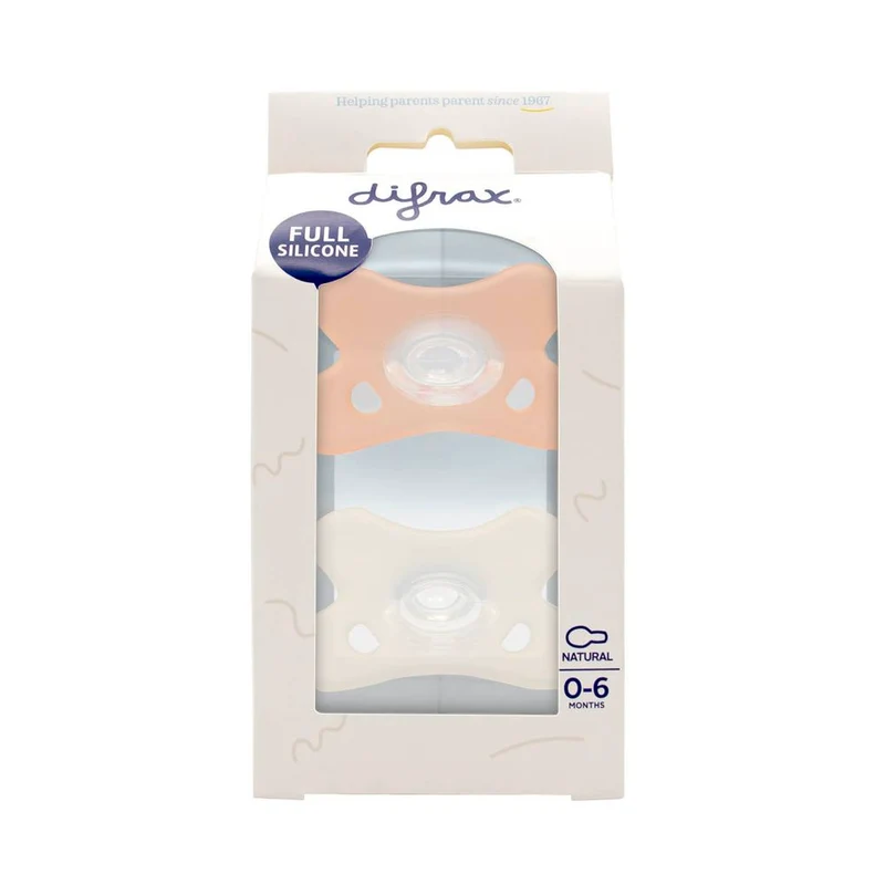 Difrax Fopspeen natural siliconen 0-6M, 2st Blossom/White 2 stuks