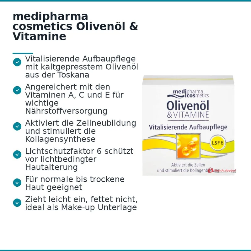 medipharma cosmetics Olivenöl & Vitamine Vitalisierende Aufbaupflege LSF 6, 50 ml