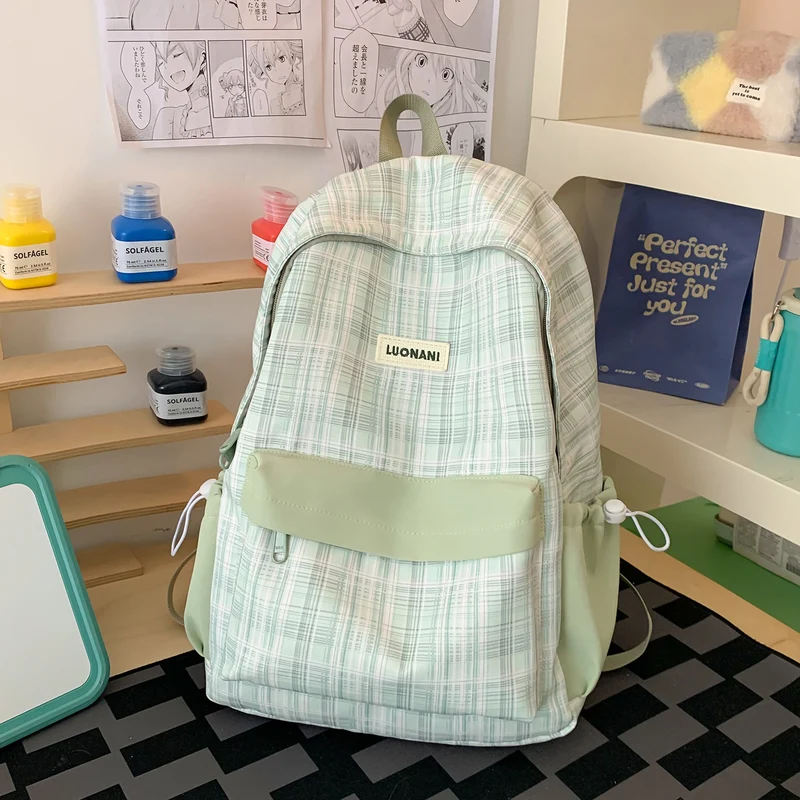 Chic Kariert Lässig Rucksack Karnz