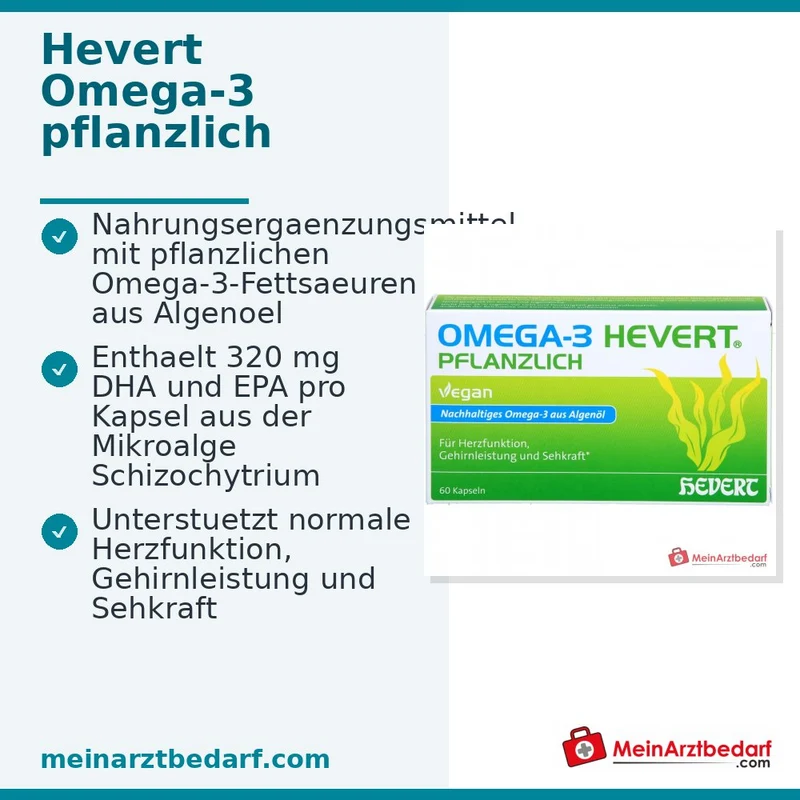 Hevert Omega-3 pflanzlich vegane Weichkapseln, 60 St.