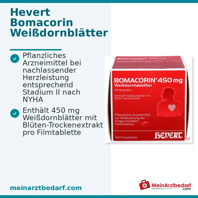 Hevert Bomacorin Weißdornblätter 450 mg, 100 Filmtabletten