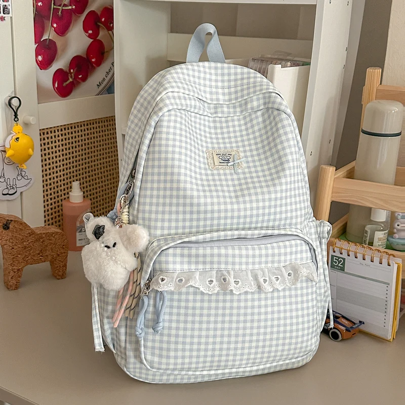 Lässiger Vintage Gingham Print Rucksack Karnz