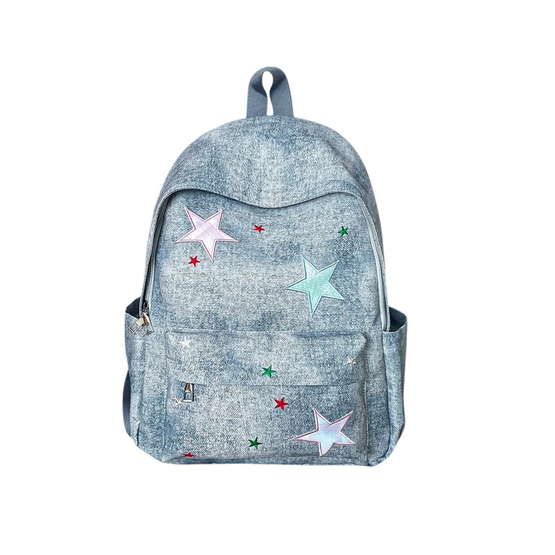Lässiger Sternen-Print Denim-Rucksack Karnz