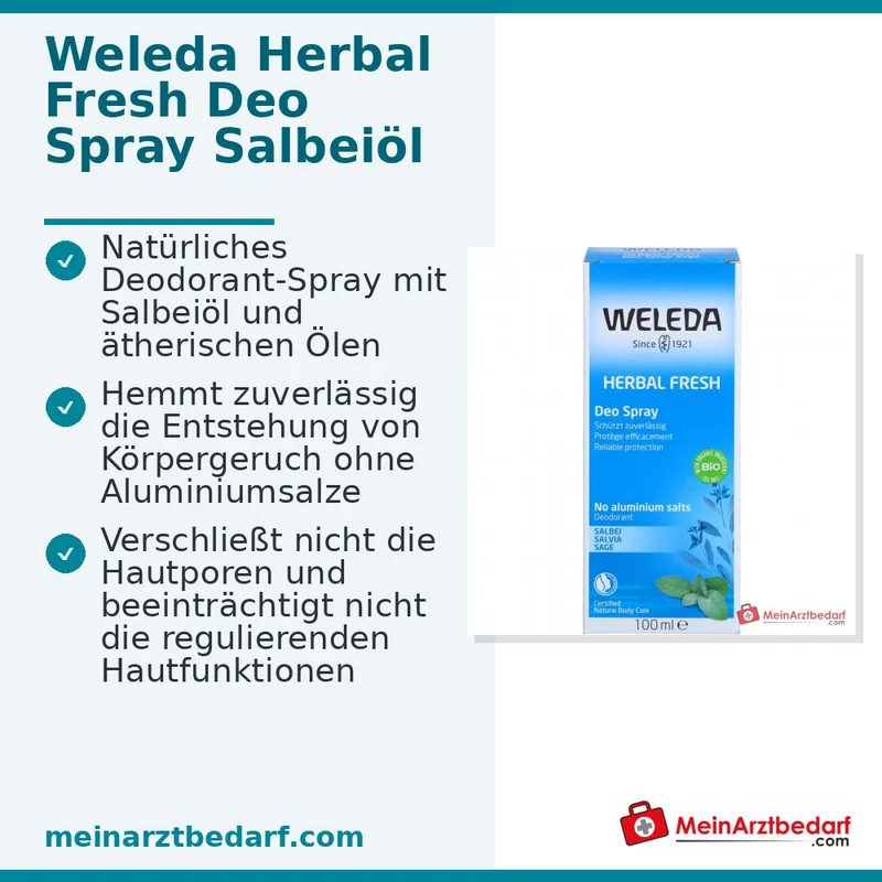 Weleda Herbal Fresh Deo Spray Salbeiöl Pumpspray, 100 ml