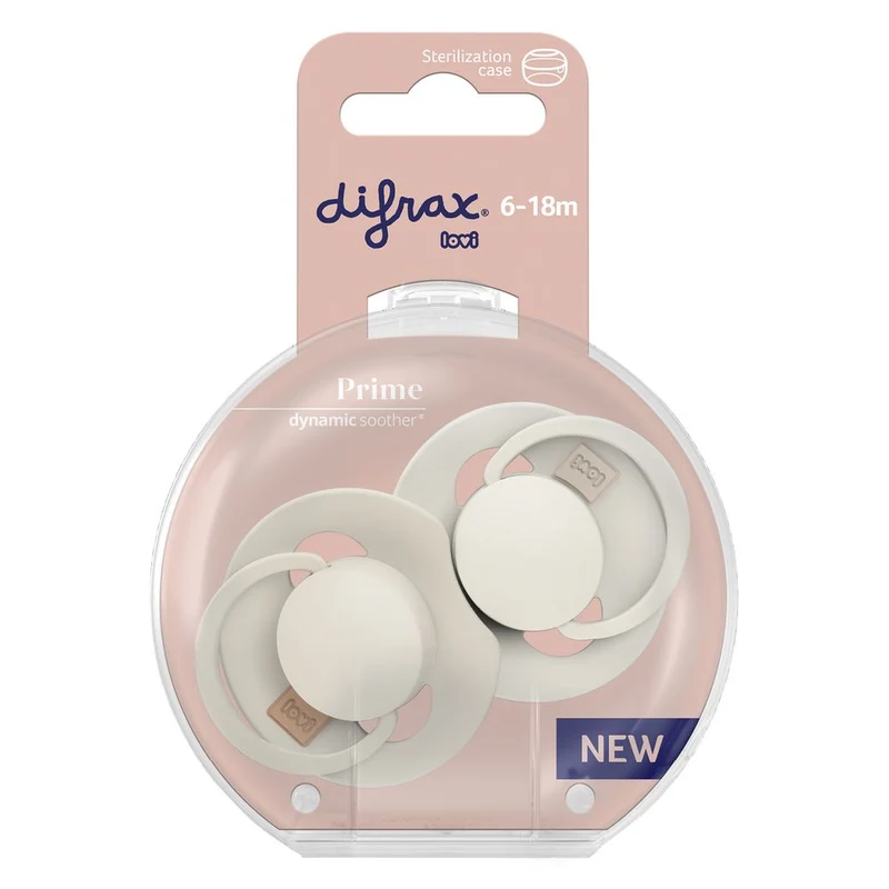 Difrax Lovi Dynamic Fopspeen 6-18m Coconut/Ivory 2 stuks