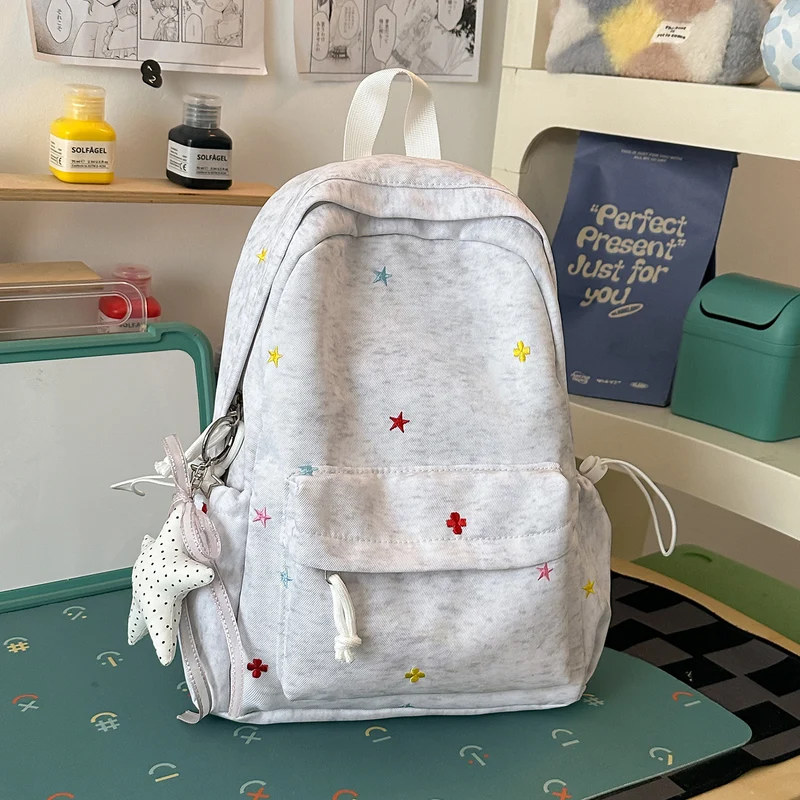 Lässiger bestickter Stern-Rucksack Karnz