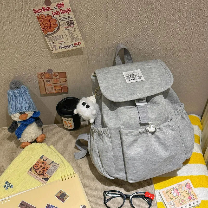Lässiger Kordelzug Klappen Rucksack Karnz