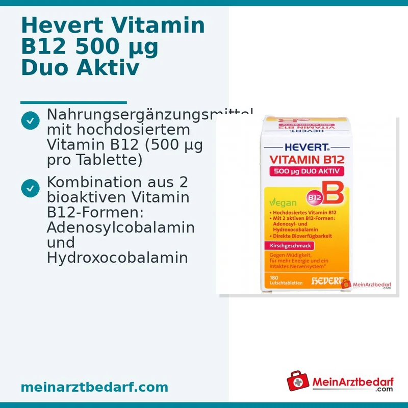 Hevert Vitamin B12 500 µg Duo Aktiv Lutschtabletten, 180 St.
