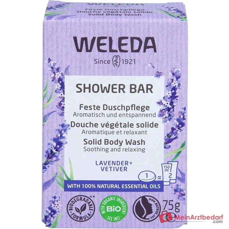Weleda Feste Duschpflege Lavender & Vetiver mit Bio-Sheabutter, 75 g