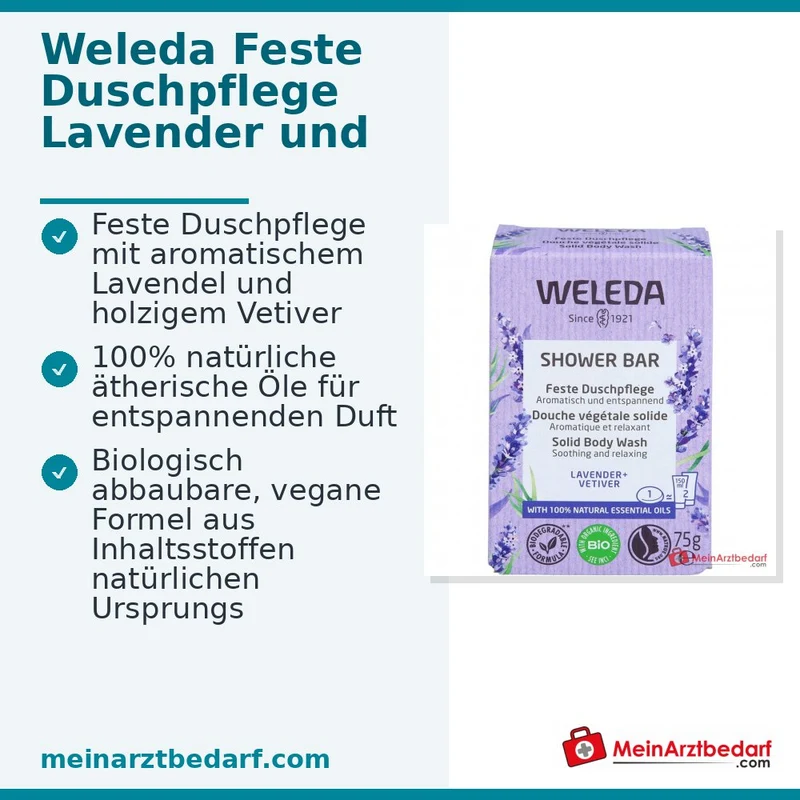 Weleda Feste Duschpflege Lavender & Vetiver mit Bio-Sheabutter, 75 g