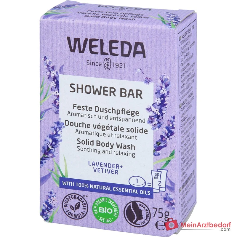 Weleda Feste Duschpflege Lavender & Vetiver mit Bio-Sheabutter, 75 g