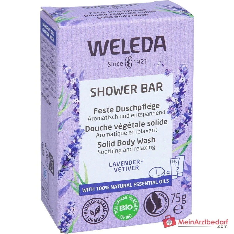 Weleda Feste Duschpflege Lavender & Vetiver mit Bio-Sheabutter, 75 g
