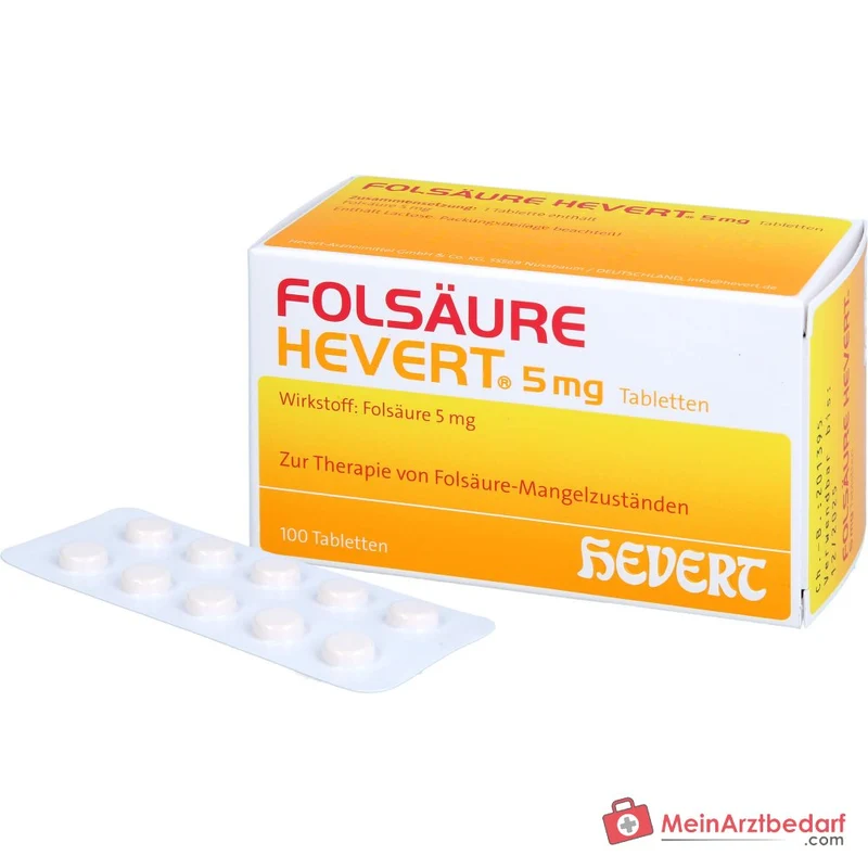 Hevert Folsäure 5 mg Tabletten, 100 St.