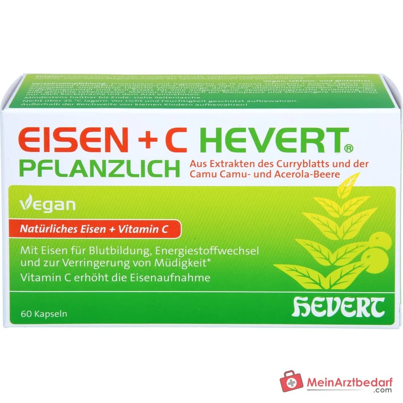 Hevert Eisen+C Pflanzlich Eisen / Vitamin C Kapseln, 60 St.
